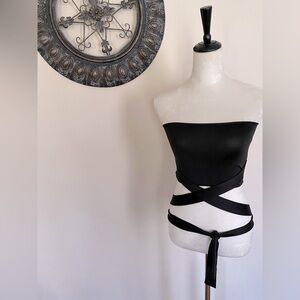 Black Festival Tube Top with Ties for Custom Styles